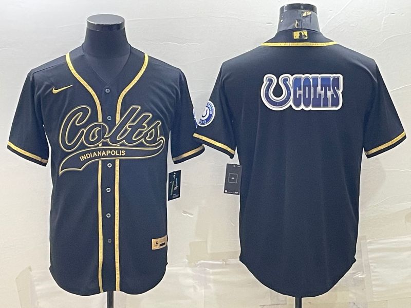 Men Indianapolis Colts Blank Black gold 2022 Nike Co branded NFL Jerseys